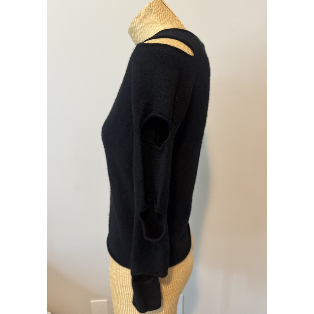 Skull Cashmere Womens Cut Out Long Sleeves Crew Neck Sweater Black Size Small - Picture 6 of 8